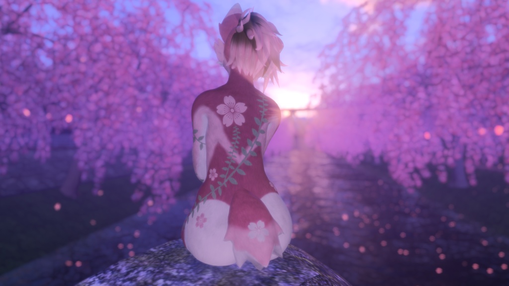 Pink Cherry Blossom Spring Texture ~ FoxiPaws Juniper (Female Furry VRChat) | ピンクの桜の春のテクスチャ ~ FoxiPaws ジュニパー (女性の毛皮のような VRChat)