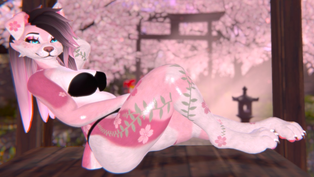 Pink Cherry Blossom Spring Texture ~ FoxiPaws Juniper (Female Furry VRChat) | ピンクの桜の春のテクスチャ ~ FoxiPaws ジュニパー (女性の毛皮のような VRChat)