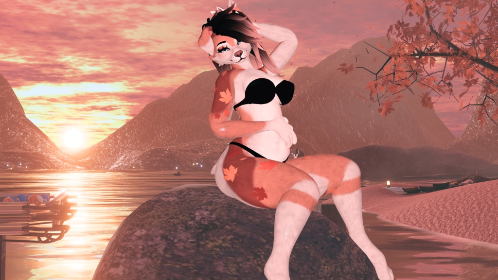 Brown Fall Texture ~ FoxiPaws Juniper (VRChat Female Furry) ~ 茶色の秋のテクスチャ ~ FoxiPaws ジュニパー (VRChat 女性の毛皮)