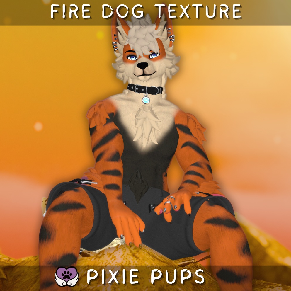 Legendary Fire Dog Texture [FoxiPaws Archer VRChat Furry] 伝説の火の犬のテクスチャ
