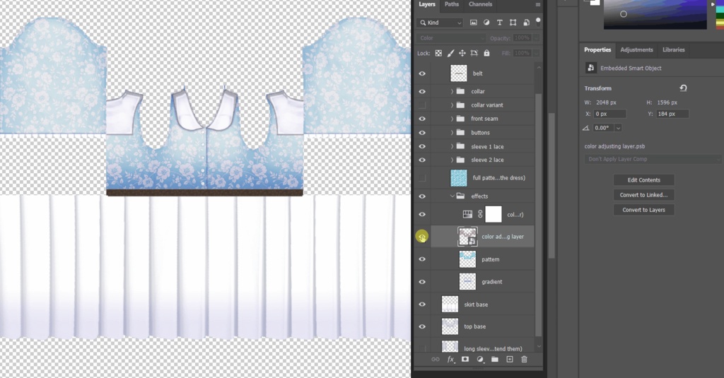 Customizable cute floral blue dress for Vroid