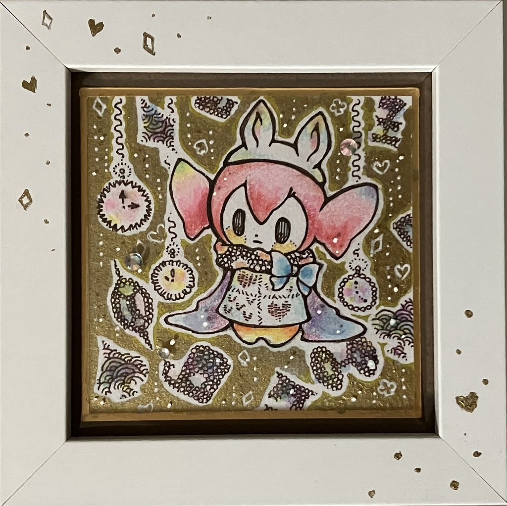 手描き額装色紙