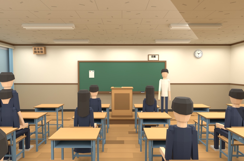 日本の学校 ローポリ3Dモデルパック 28点|VRChat・Unity向け