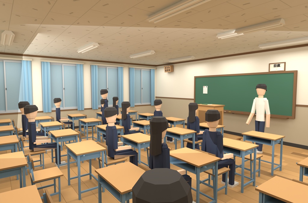 日本の学校 ローポリ3Dモデルパック 28点|VRChat・Unity向け