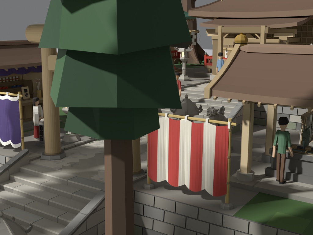 神社・境内 ローポリ3Dモデルパック 28点|鳥居・拝殿・本殿・千本鳥居