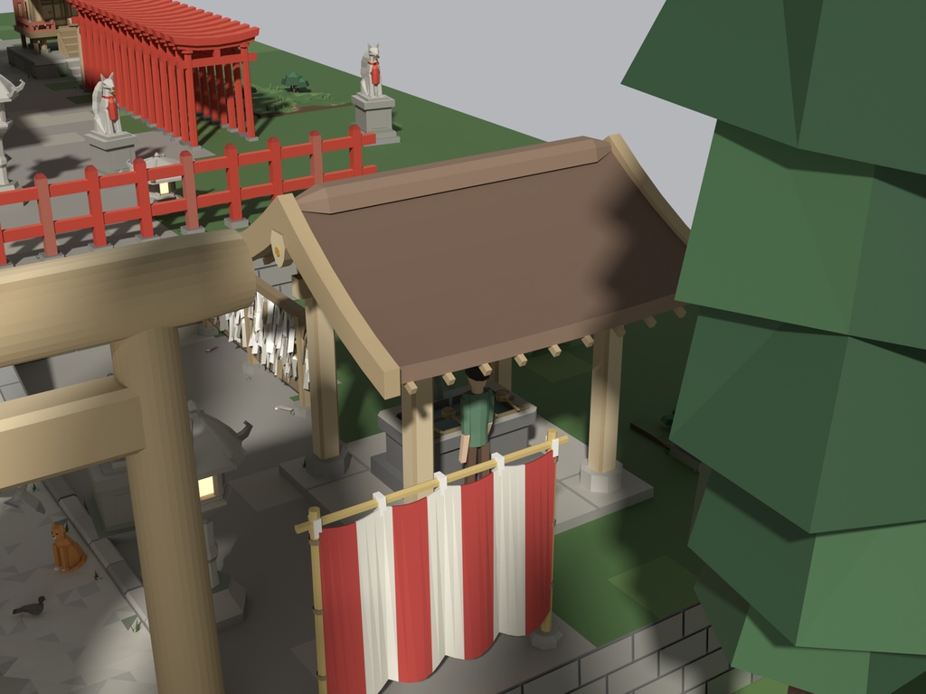 神社・境内 ローポリ3Dモデルパック 28点|鳥居・拝殿・本殿・千本鳥居