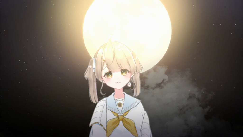 【配信背景】雲が流れる月背景ループ素材【Vtuber向き】