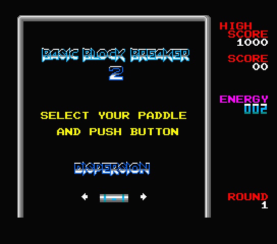 MSXturboR用ブロックくずし「BASIC BLOCK BREAKER 2」