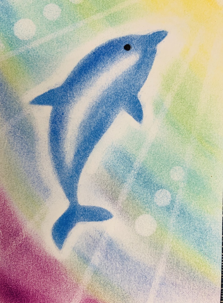 パステルアート原画 光の中のイルカ✨️