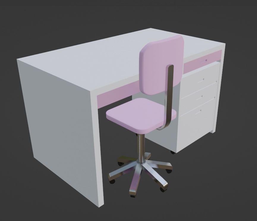 机と椅子（Blenderデータ）