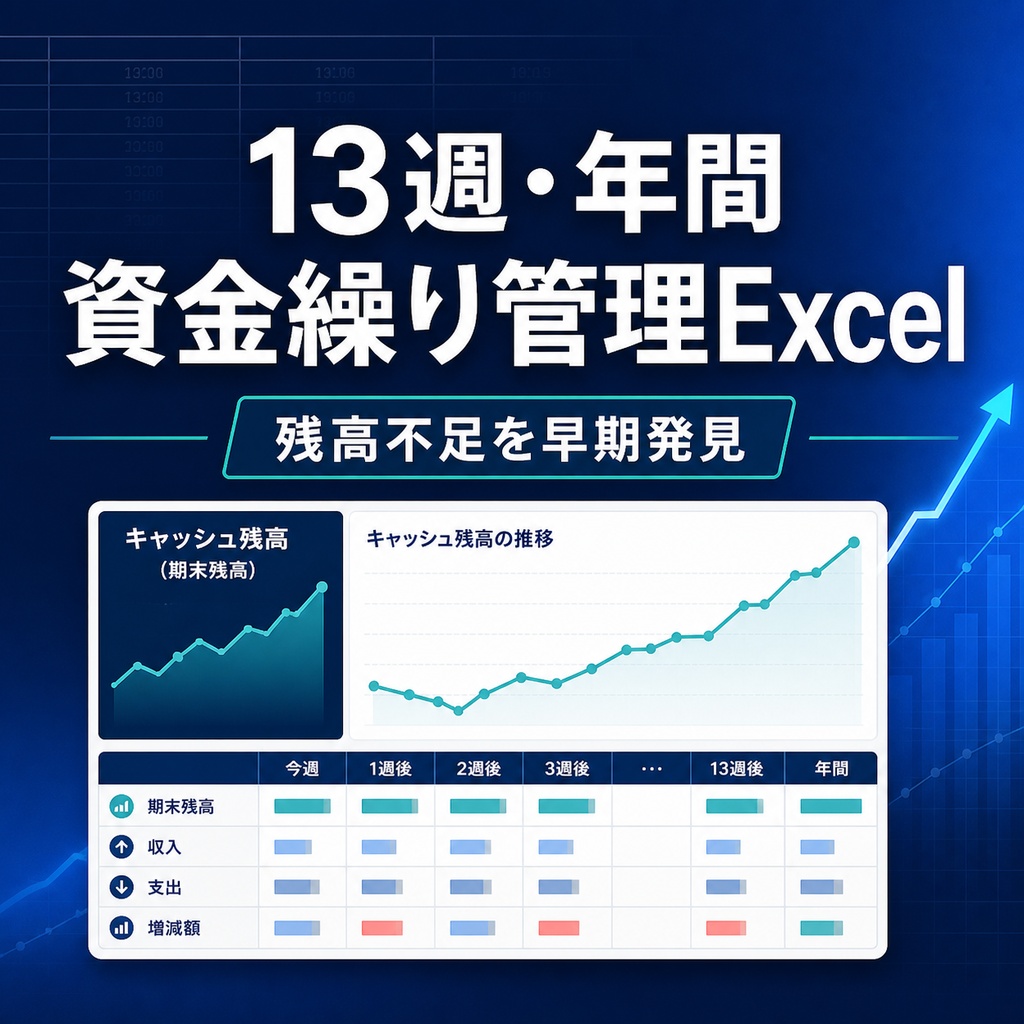 13週・年間資金繰り管理Excel|残高不足を早期発見・週次月次を自動集計