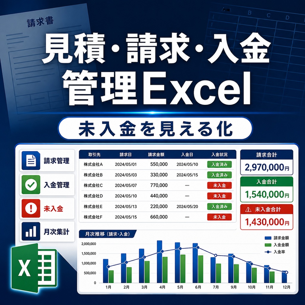 【無料体験版】見積・請求・入金管理Excel｜請求書と未入金管理をお試し