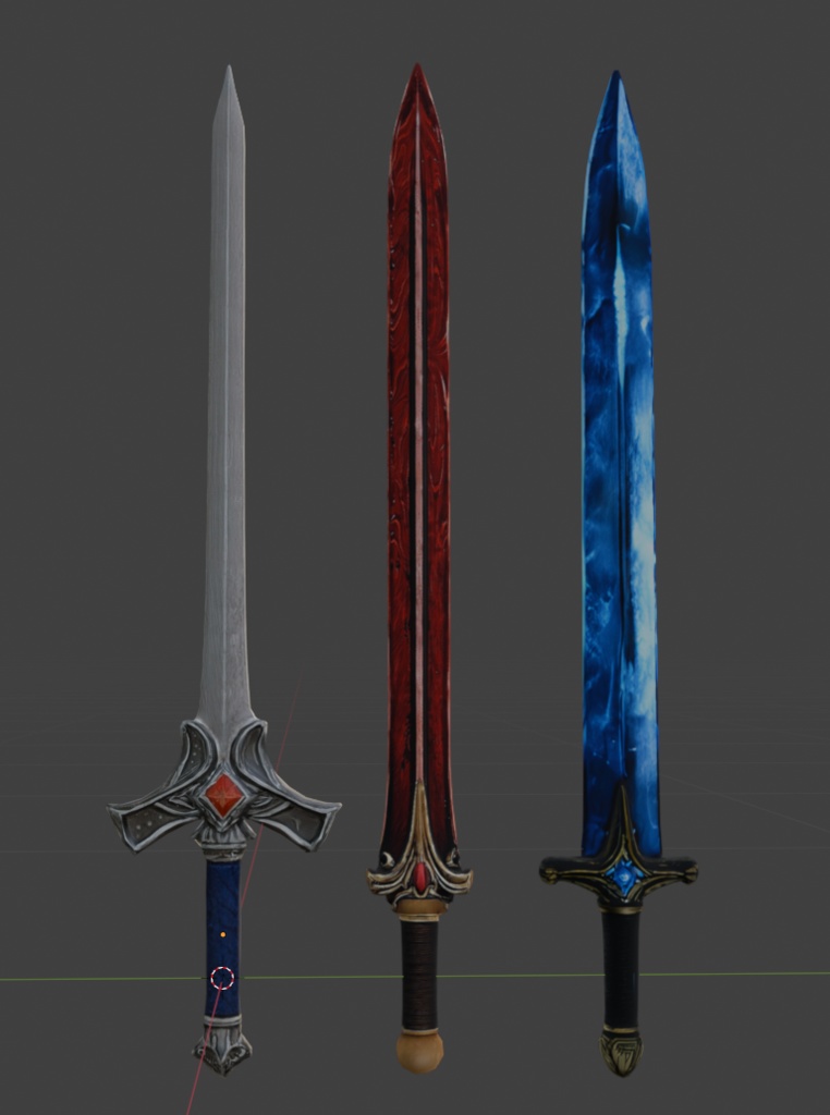 【3Dモデル】ファンタジー 武器 ロングソード 3点セット