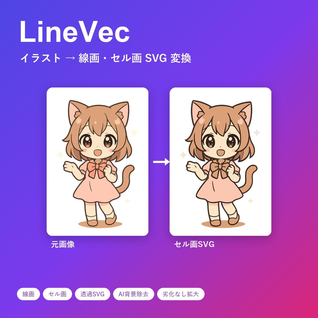 LineVec｜イラスト・アニメ絵を線画・セル画SVGに変換