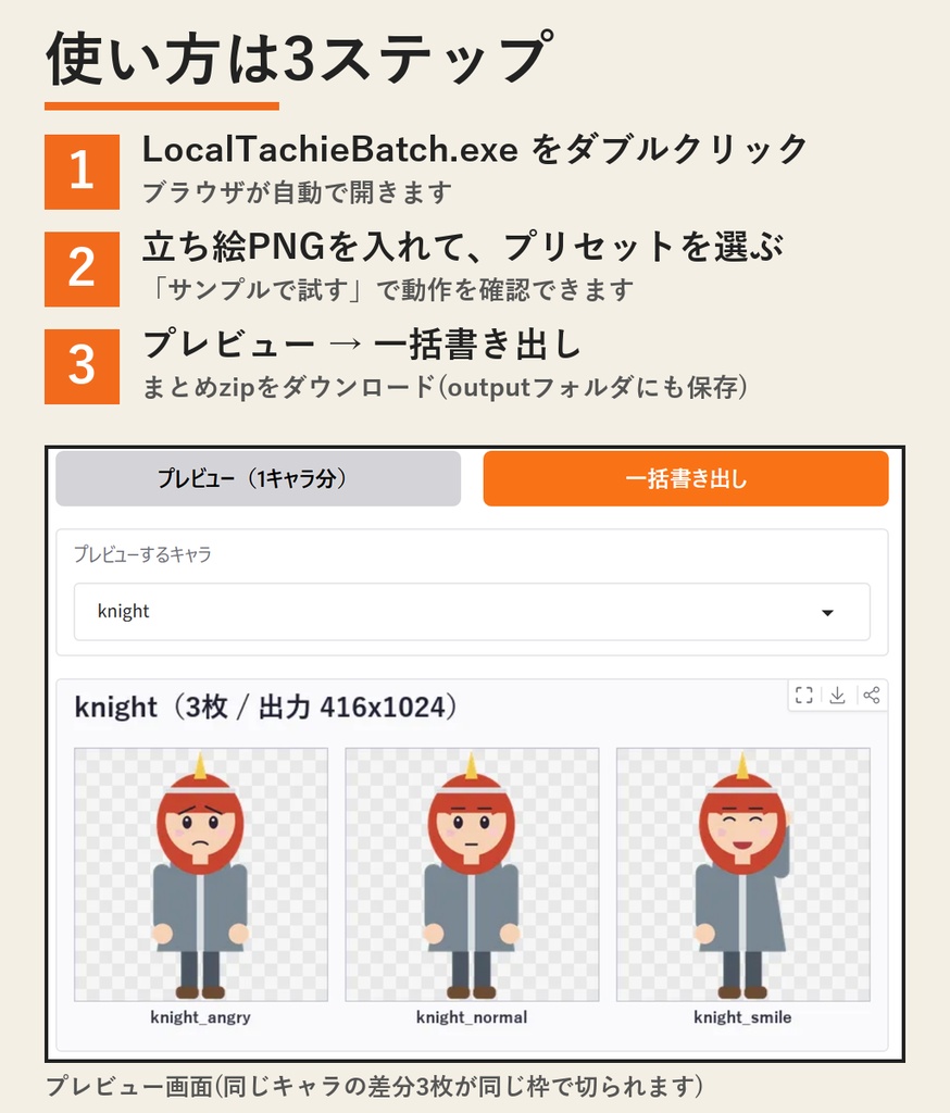 立ち絵・駒 一括メーカー | お手持ちの立ち絵PNGから、TRPG用の駒と表情差分をまとめて書き出すWindowsツール(買い切り・完全ローカル)