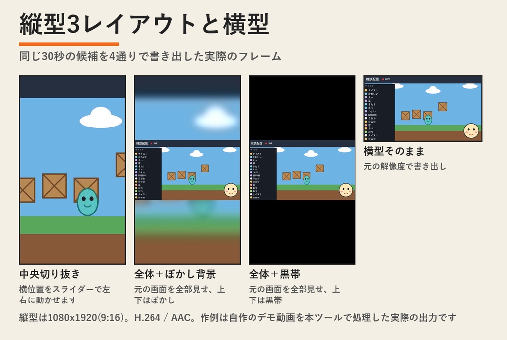 切り抜きメーカー | 配信アーカイブの盛り上がりを自動検出→縦型ショート書き出し・無音詰めまで(Windows・買い切り)