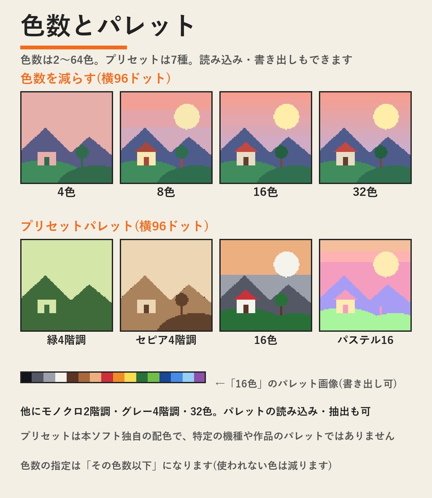 ドット絵メーカー | イラストをドット絵に変換・減色/パレット/ディザ・ドット絵風画像の修復(Windows・買い切り)