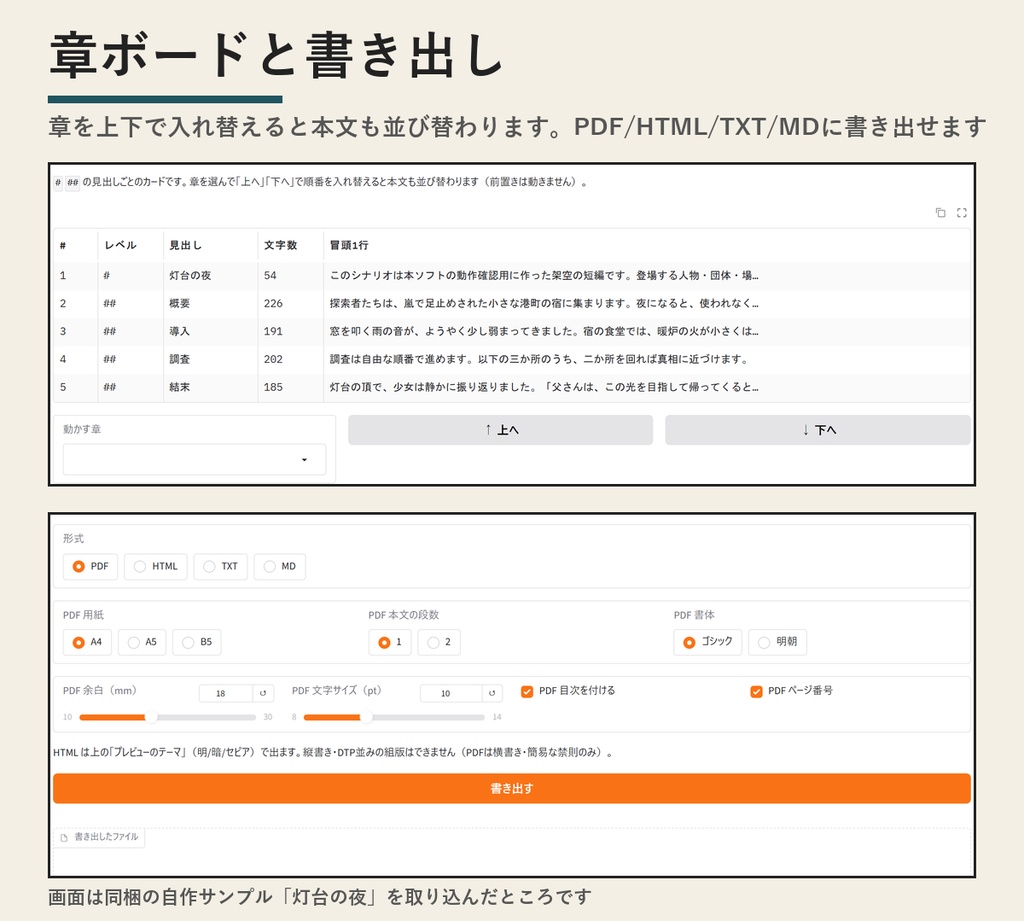TRPGシナリオ書き出しエディタ|ルビ・2段組のPDF/HTMLとココフォリアNPC駒データ【Windows/買い切り420円】