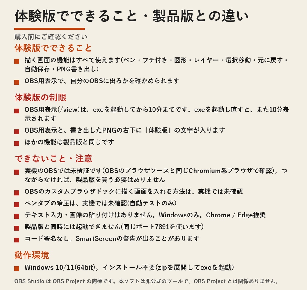 【無料の体験版】配信らくがきボード LocalDrawBoard | 全機能が使える。OBSへの表示は起動から10分まで(Windows)