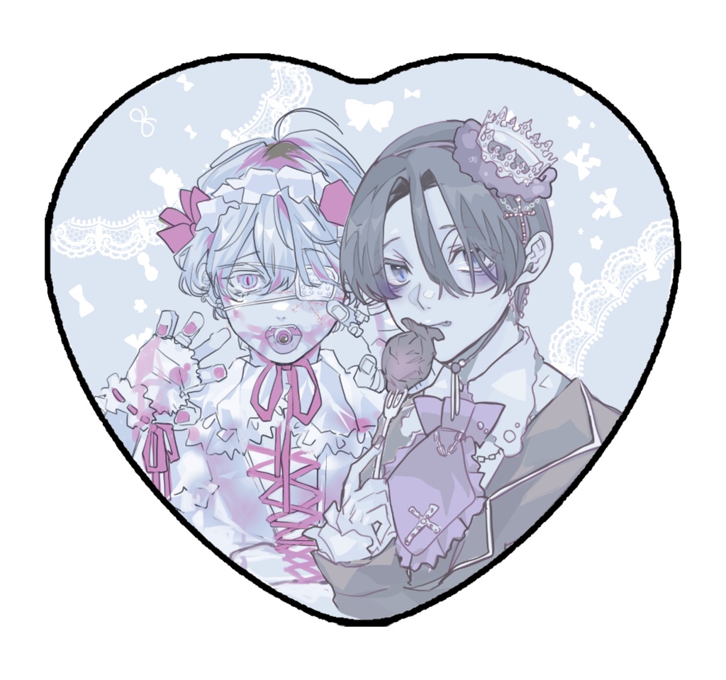 朝陽と夜永　ゴシック缶バッチ