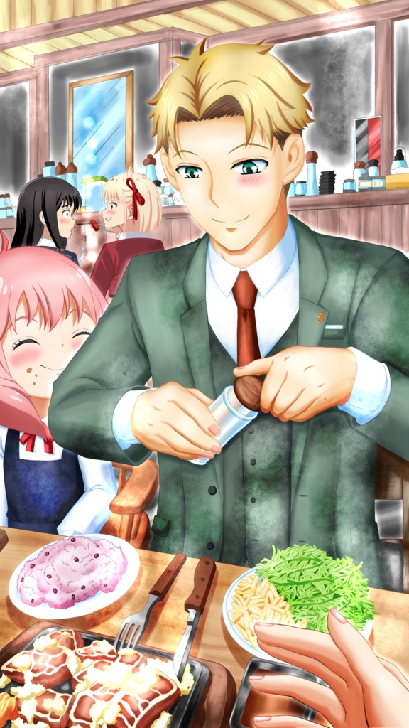 フォージャー家と後ろの二人