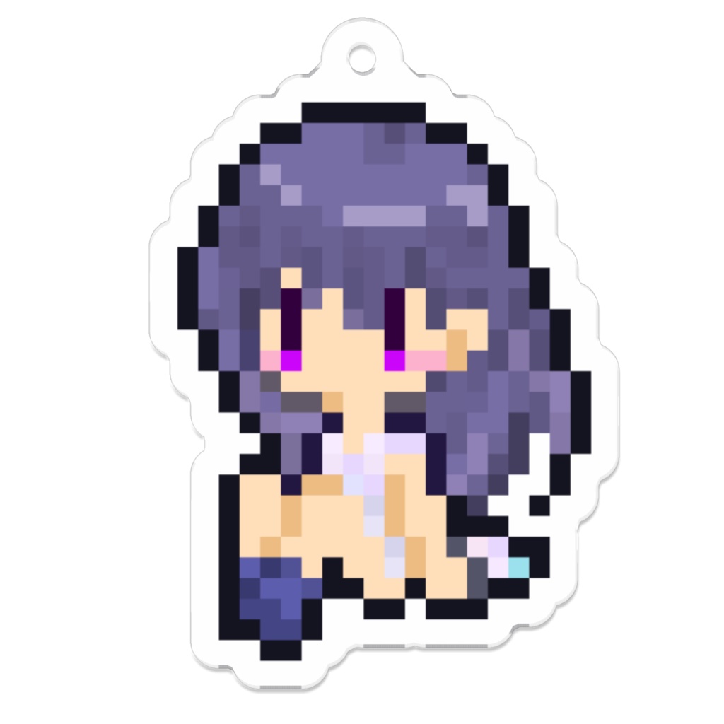 ドット絵キーホルダー　おすわり白妙