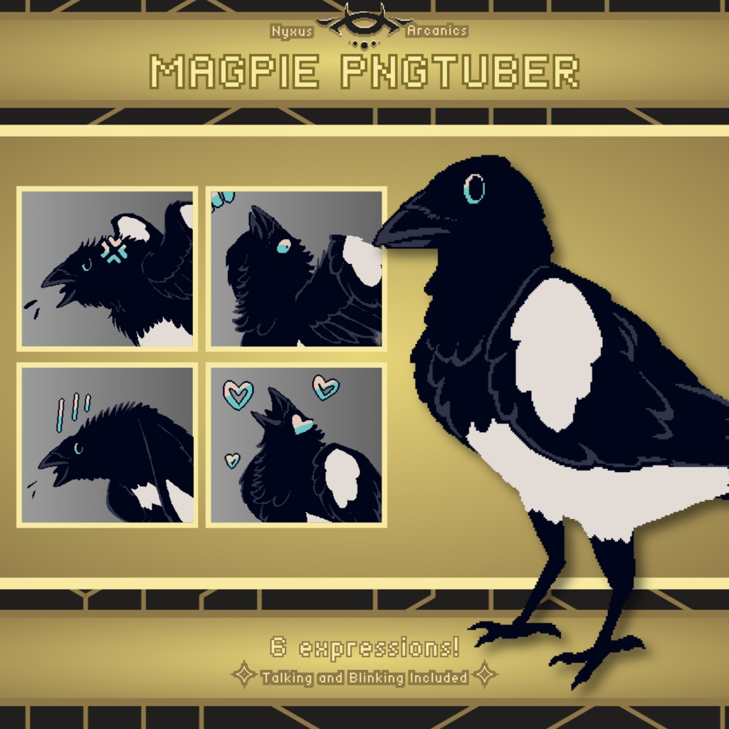 Pixel Magpie Pngtuber | Stream Pet