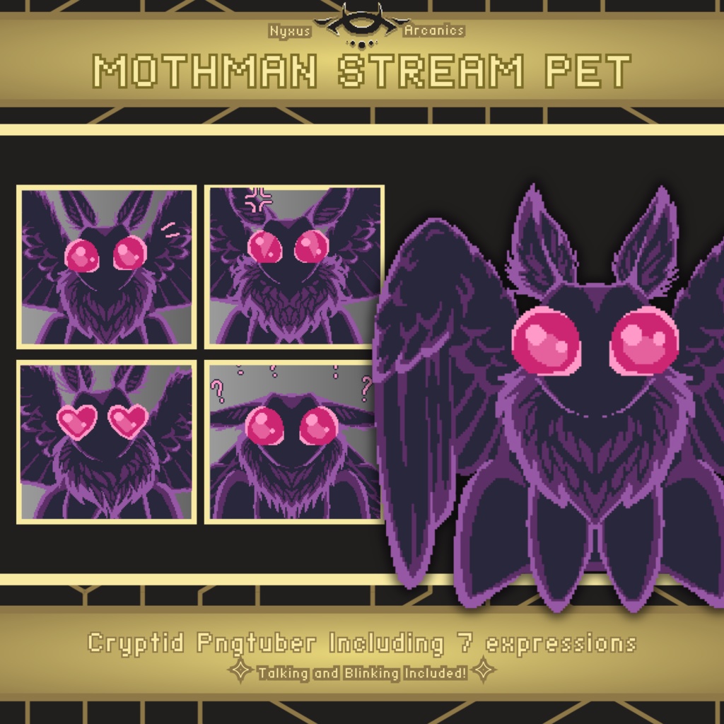 Pixel Mothman Pngtuber | Stream Pet