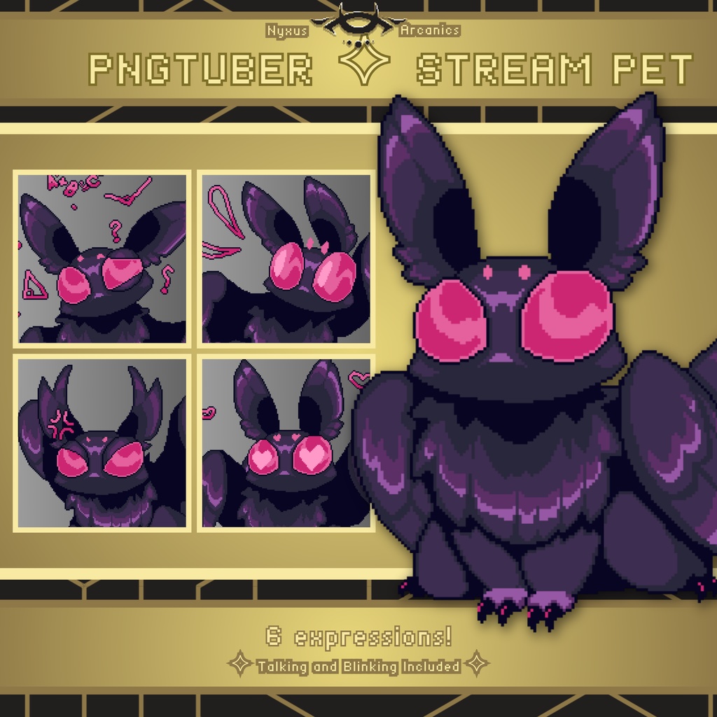 Pixel Mothman Pngtuber | Stream Pet
