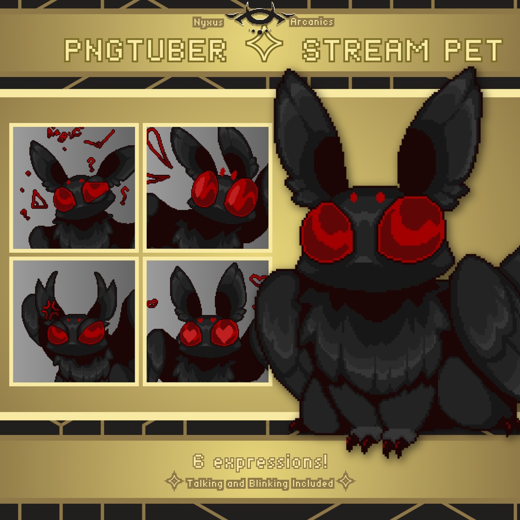 Pixel Mothman Pngtuber | Stream Pet