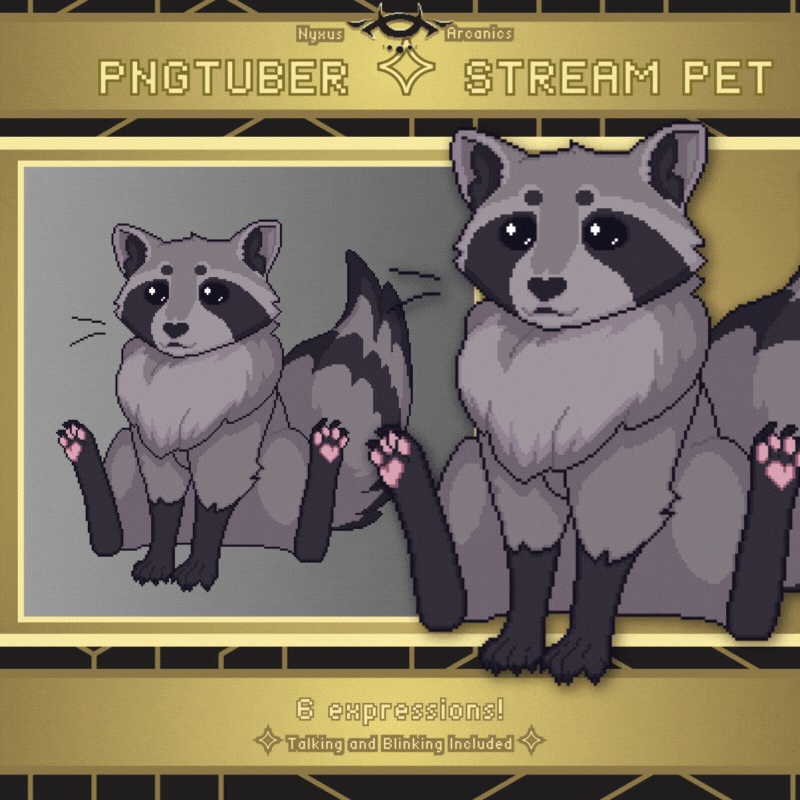 Pixel Raccoon | Pngtuber | Stream Pet