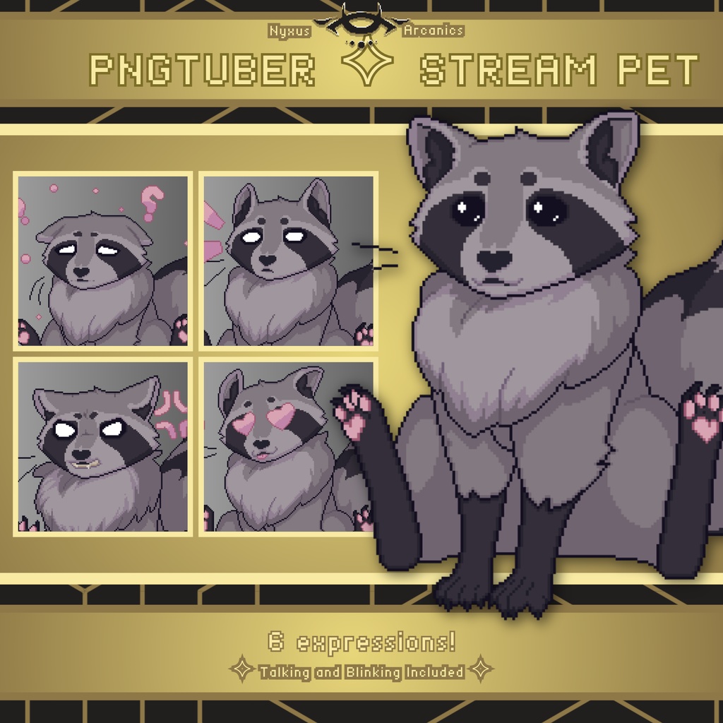 Pixel Raccoon | Pngtuber | Stream Pet