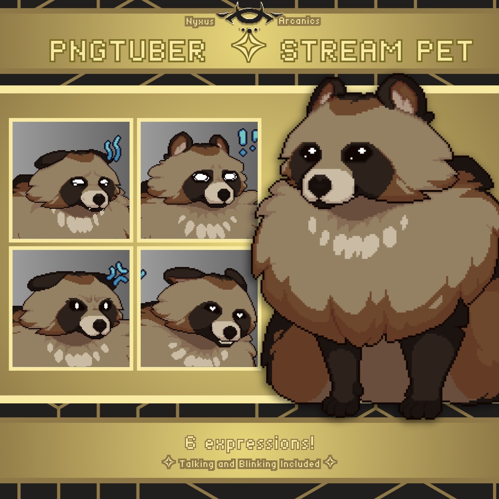 Pixel Tanuki Pngtuber | Stream Pet
