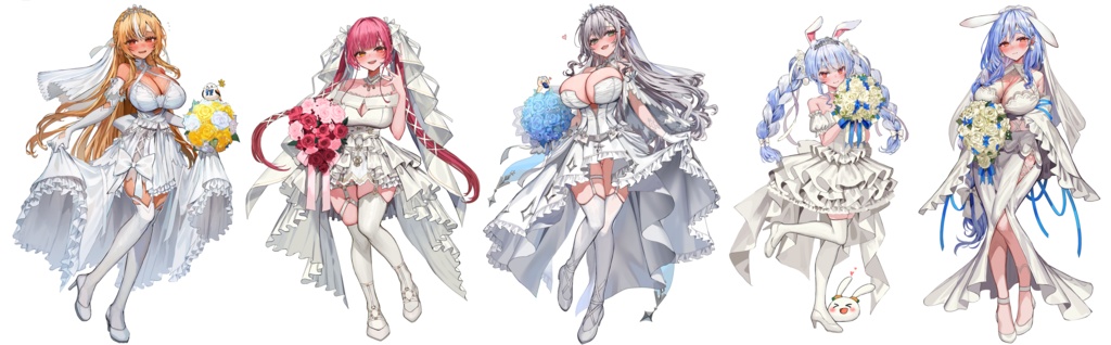 ホロライブ3期生+ぺこらマミーウエディングアクスタ