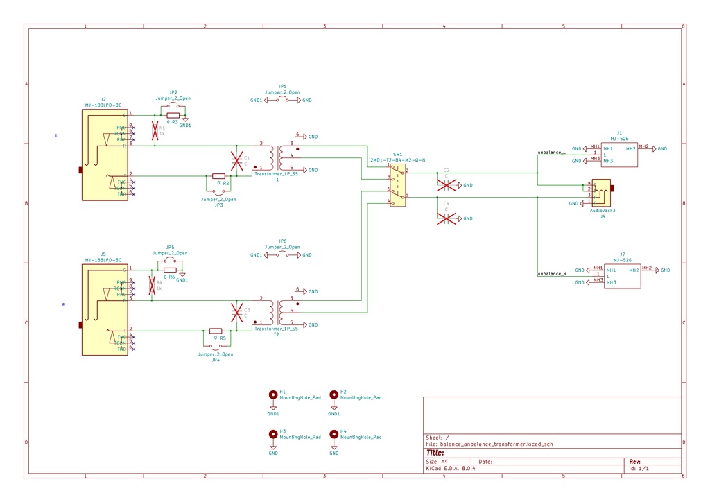 オーディオインタフェース用 バランス―アンバランス変換基板 完成品