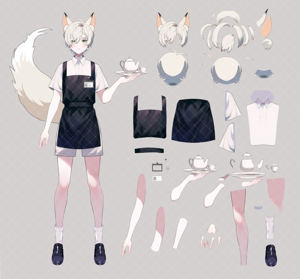 【無料版有り】立ち絵素材&live2d用パーツ分けPSD