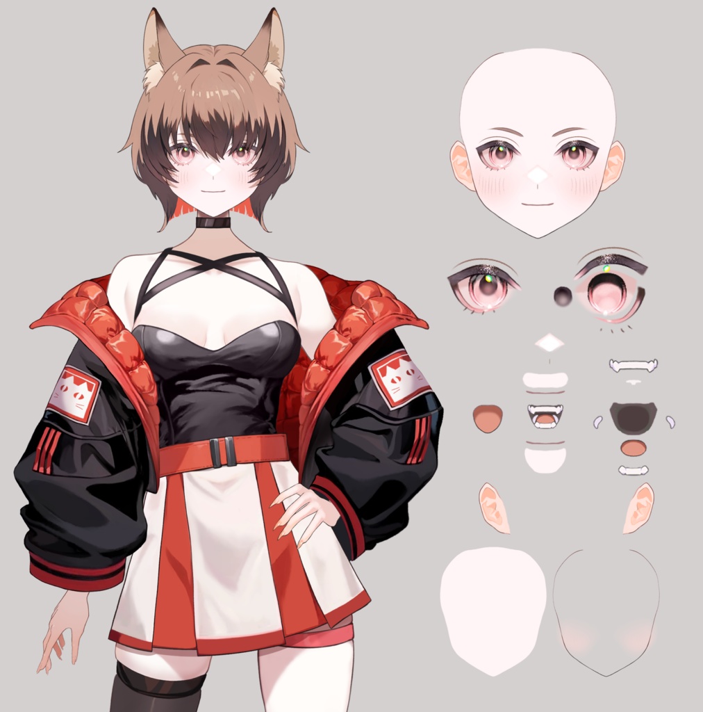 【無料版有り】PNG立ち絵素材&live2d用パーツ分けPSD