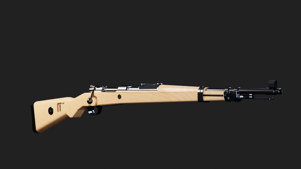 Kar98k風 ボルトアクションライフル 3Dモデル 【アニメーション付き】