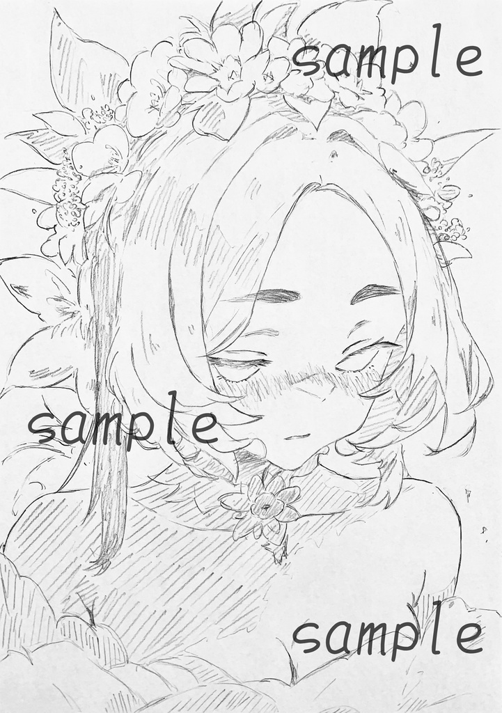 専用絵画手描きイラスト原画鉛筆画ドローイングリボン