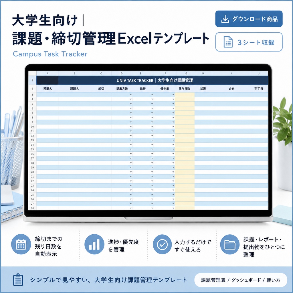 大学生向け|課題・締切管理Excelテンプレート