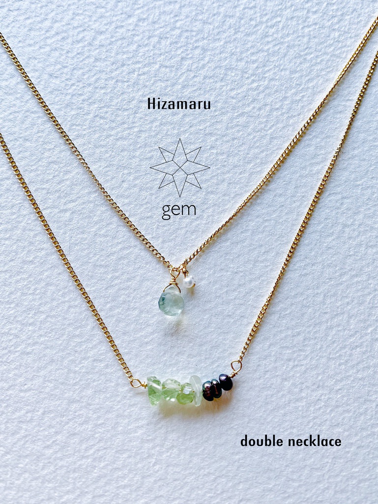 gem double necklace &bracelet set