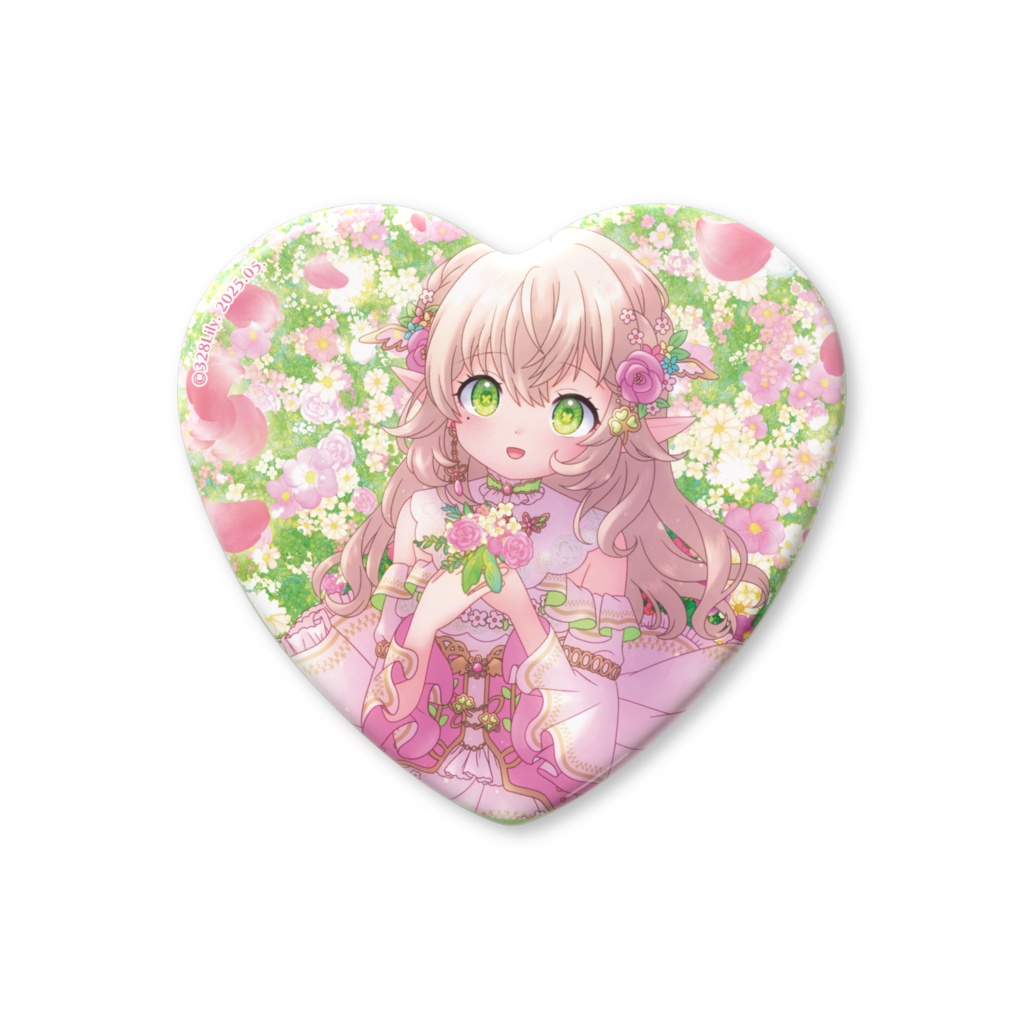 【三葉リリィ】ハート缶バッジ《幸せをどうぞ☘》