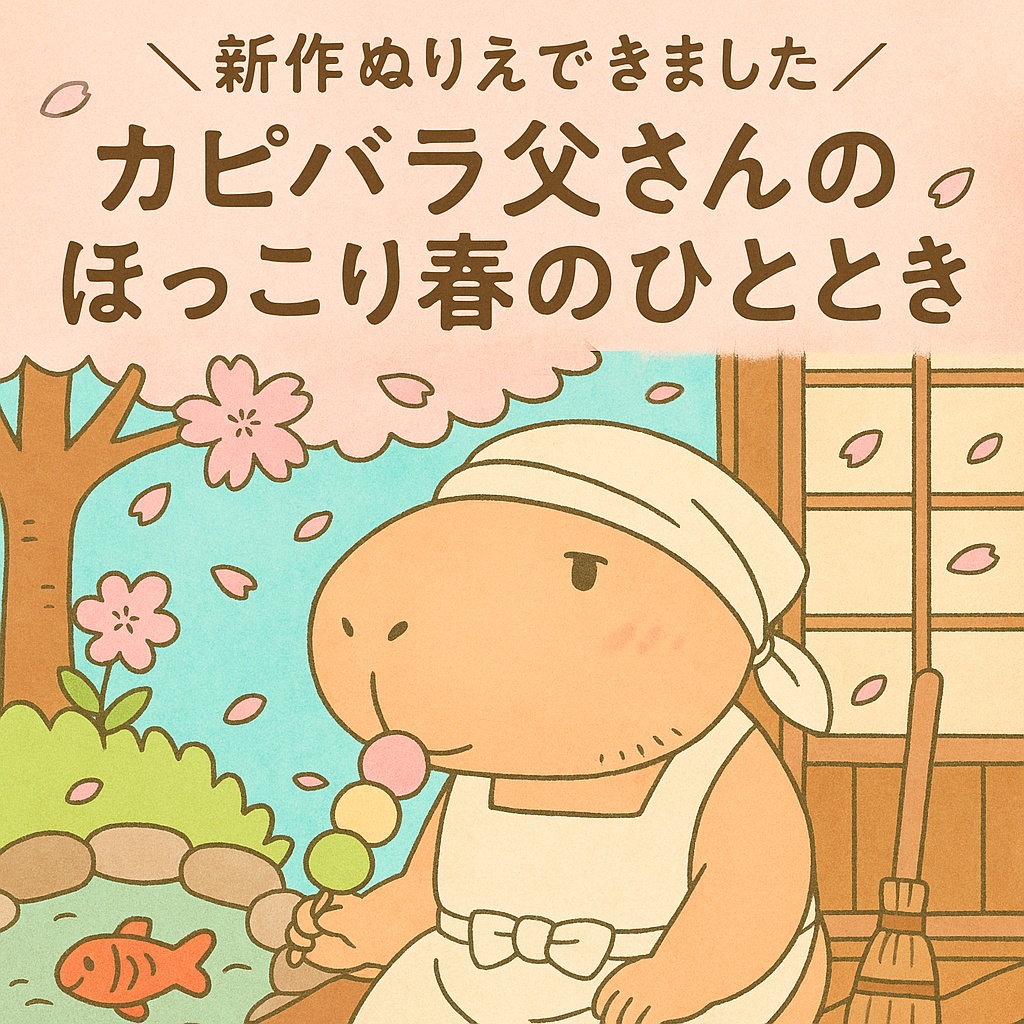 カピバラ父さんのぬりえ 〜縁側でほっこり編〜