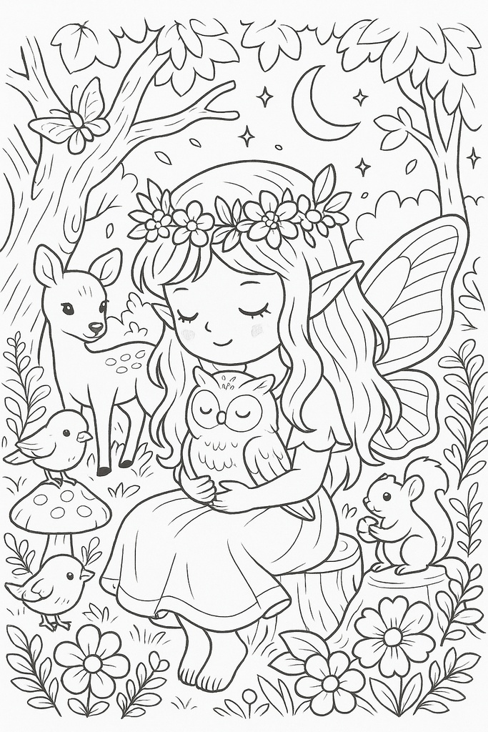 🧚♀️ 妖精と森の動物たちの大人かわいいぬりえ【Fairy Forest Coloring Book Vol.1】