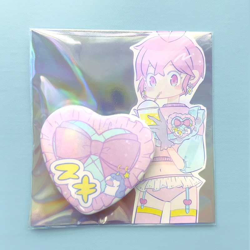 ハート缶バッジ（およよ）