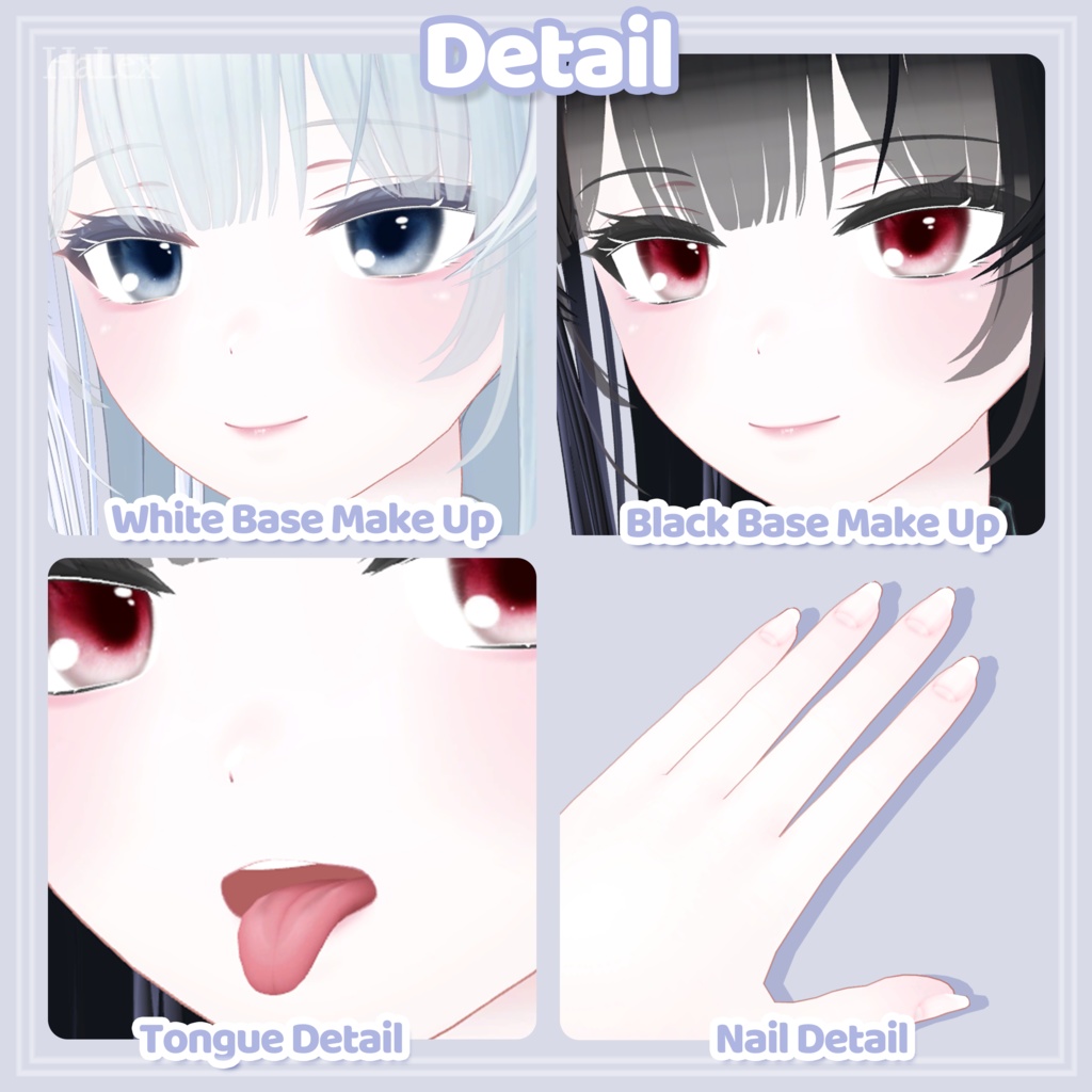 💙「珀杏」🤍 Hakua Lovely Texture Pack (Eyes, MakeUp, Body, Nail)