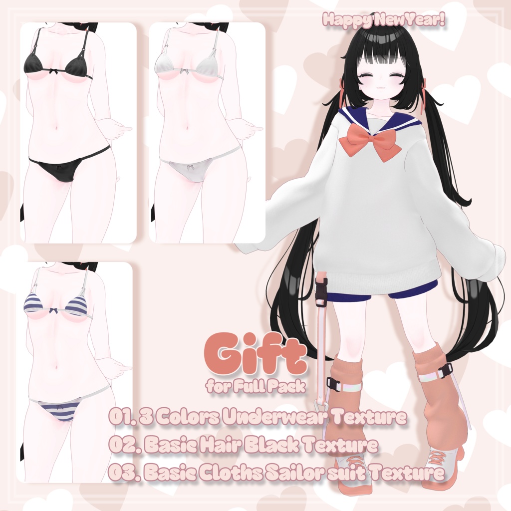 🧡「シフォン」🧡 Chiffon Texture Pack (Eyes, MakeUp, Body, Nail, Cloth)