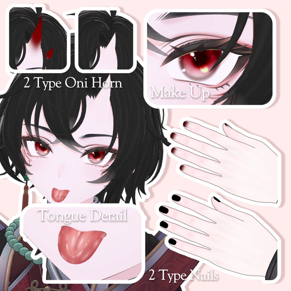 🏮「墨惺専用」👹Bokusei Oni FullPack (Horn, Eyes, MakeUp, Tongue, Body, Nail)