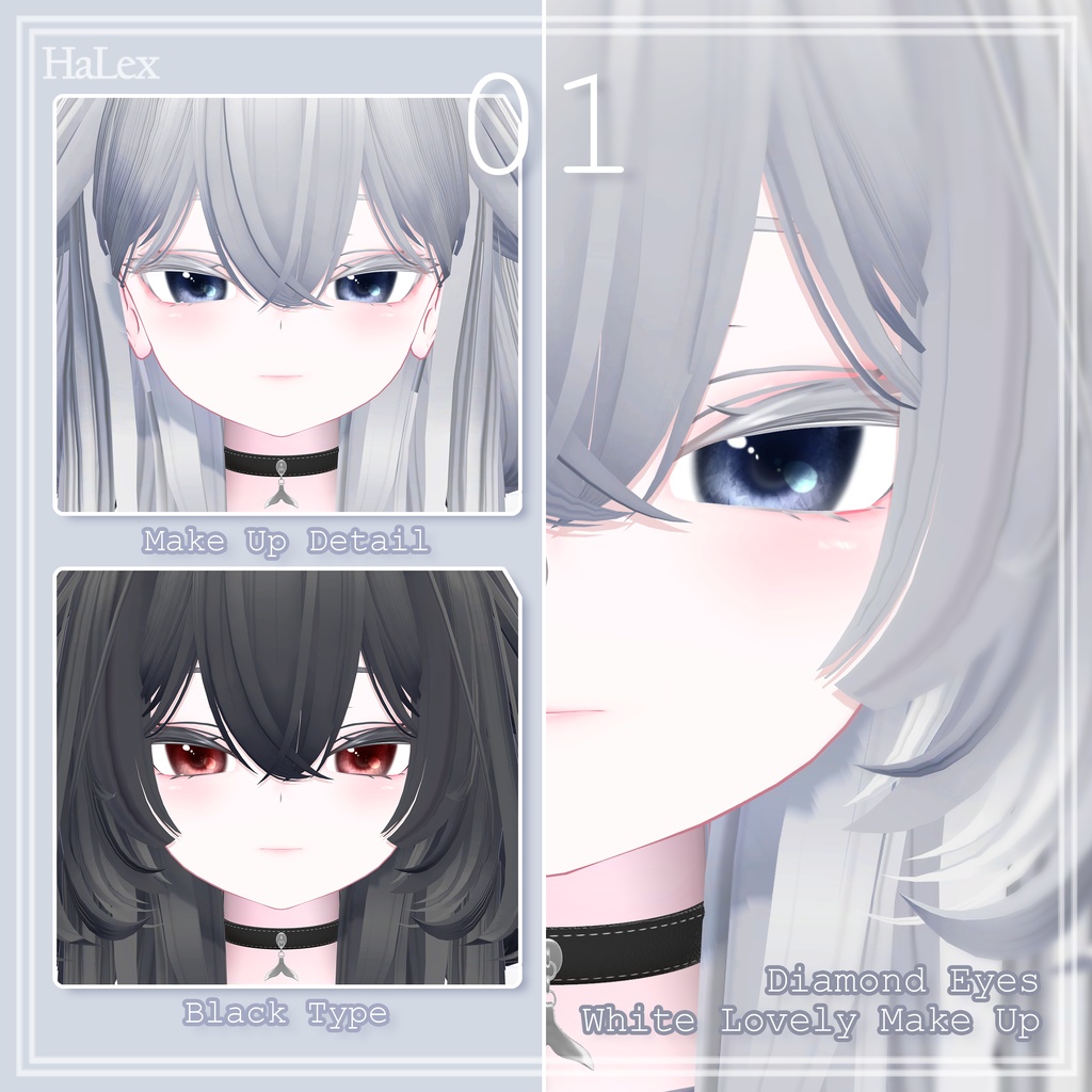 🦈「ルルネ専用」🦈 Rurune Texture FullPack (2 Eyes, 2 MakeUp, Body, Choker, Tongue)