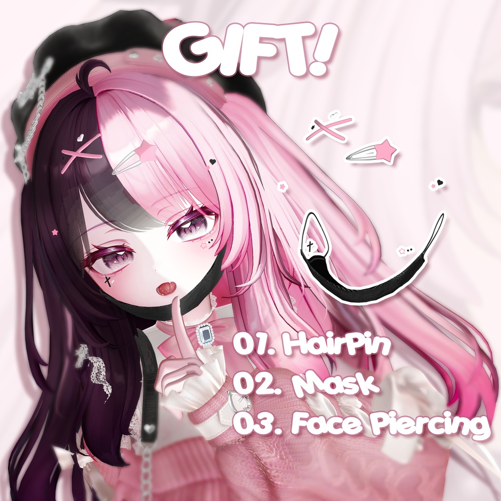 【SALE】 🖤「愛莉専用」📸 Airi Jirai Textures FullPack (Eyes, MakeUp, Body, Tongue, Piercing, ACC, Mask, HairPin)